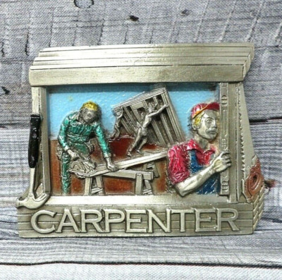 Carpenter Belt Buckle Construction Hammer Saw Vintage 80s CJ Inc           .B143