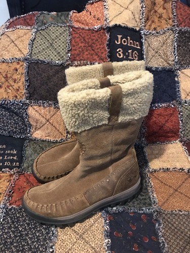 Tall Lined Leather Suede Boots Size 