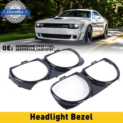 New Front Headlight Lamp Bezel Trim LH LF & RH RF Pair for Dodge Challenger USA