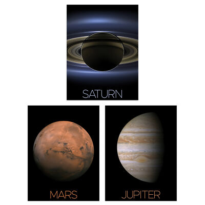 NASA Our Solar System Planets Mars Jupiter Saturn Images Poster Pack  18X24 In UK