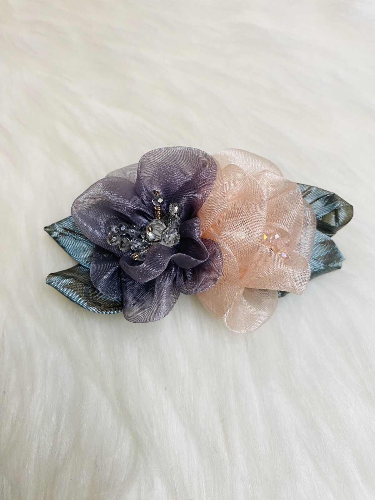 Mesh flower hair clip barrette pink purple women fashion accessories new