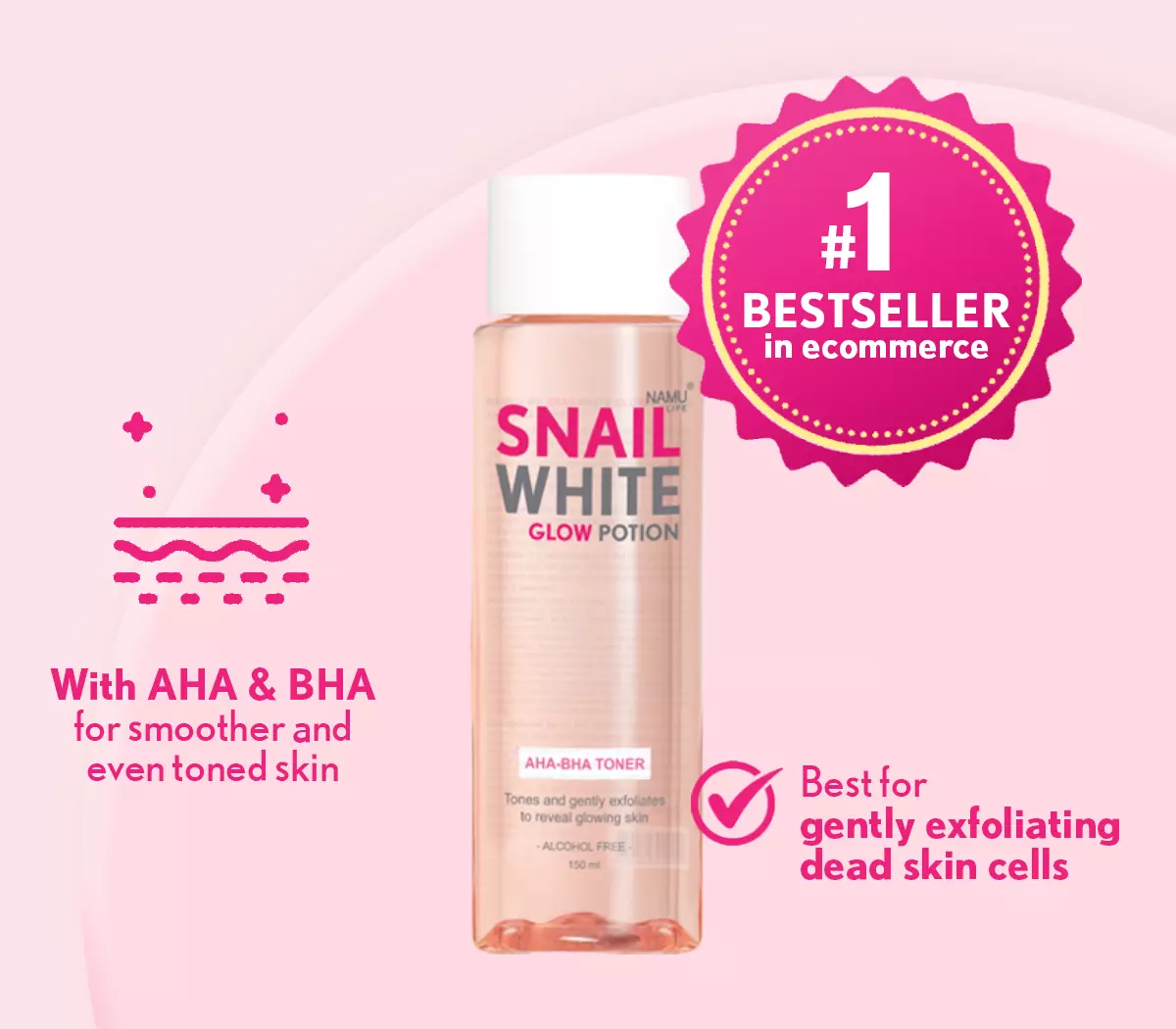 SNAILWHITE Glow Potion AHA BHA Toner Exfoliating toner 150ml x 3