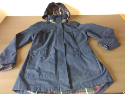 Pendleton Rain Jacket Women’s Blue outer with green Plaid Lining hooded size S