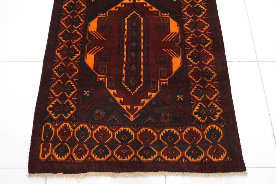 4x10 ft Hallway Tribal Runner Rug 3'8x9'11 Afghan Hand Knotted Wool Bedroom Rug - Image 2 of 4