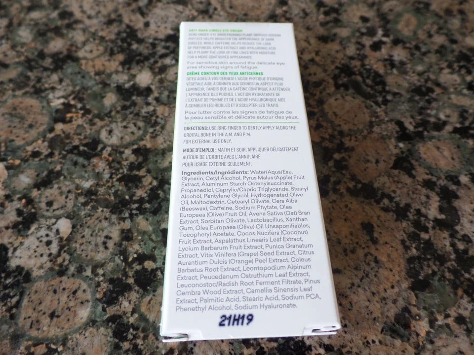 Crema de ojos anticírculo oscuro Zero Baggage 20 ml 0,67 oz/NUEVA EN CAJA/SELLADA/AUTÉNTICA Foto 4 de 4