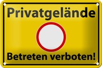Blechschild Hinweis 18X12Cm PrivatgeläNde Betreten Verboten Deko Schild Tin Sign