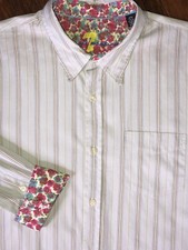 7 For All Mankind Dress Shirt Mens Large Flip Floral Cuff Long Sleeve