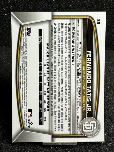 2023 Bowman Chrome FERNANDO TATIS JR. #28 FREE SHIPPING - Picture 2 of 2