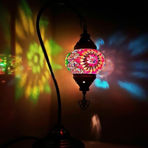 Moroccan Turkish Mosaic Lamp Colourful Glass Handmade Table Desk Light FREE BULB - Picture 49 of 436