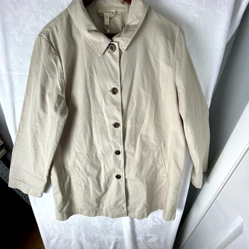 Eileen Fisher Jacke Damen Large Beige Bio Baumwolle Langarm Knopfleiste