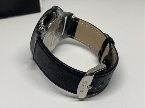 Burei S-19006M Men's Black Leather Analog Dial Quartz Genuine Wrist Watch FRY75 - Picture 11 of 11