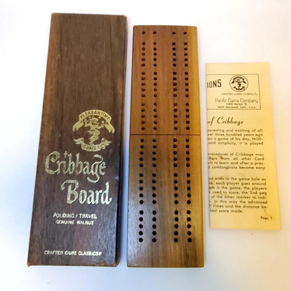 Pleasantime Games Walnut Wood Folding Travel Cribbage Board #703 - Image 3 of 4