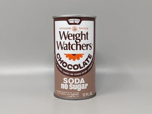 Vintage Weight Watchers Chocolate 12 oz Steel Empty Can Soda Pop Pull Tab 1970s