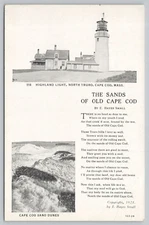 Postcard The Sands of old Cape Cod by E. Hayes Small Poem, Lighthouse MA