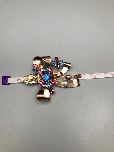 Coro Craft Sterling Signed 1940s Rose-gold Vermeil Brooch 3.25” 29g Adolf Katz - Picture 11 of 14