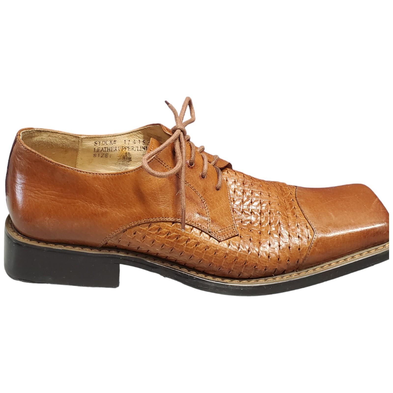 SAOLA Scarpe eleganti Giovanni Oxford uomo taglia 11 pelle marrone punta quadrata stringate