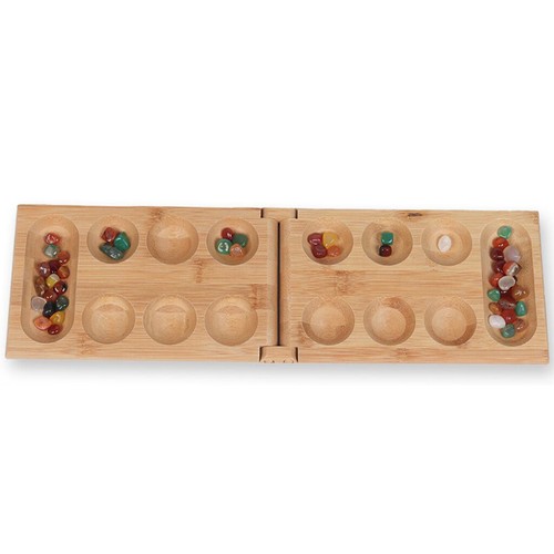 Plegable Madera Mancala Juego de Mesa Piedras Coloridas para Niños Adultos - Imagen 12 de 12