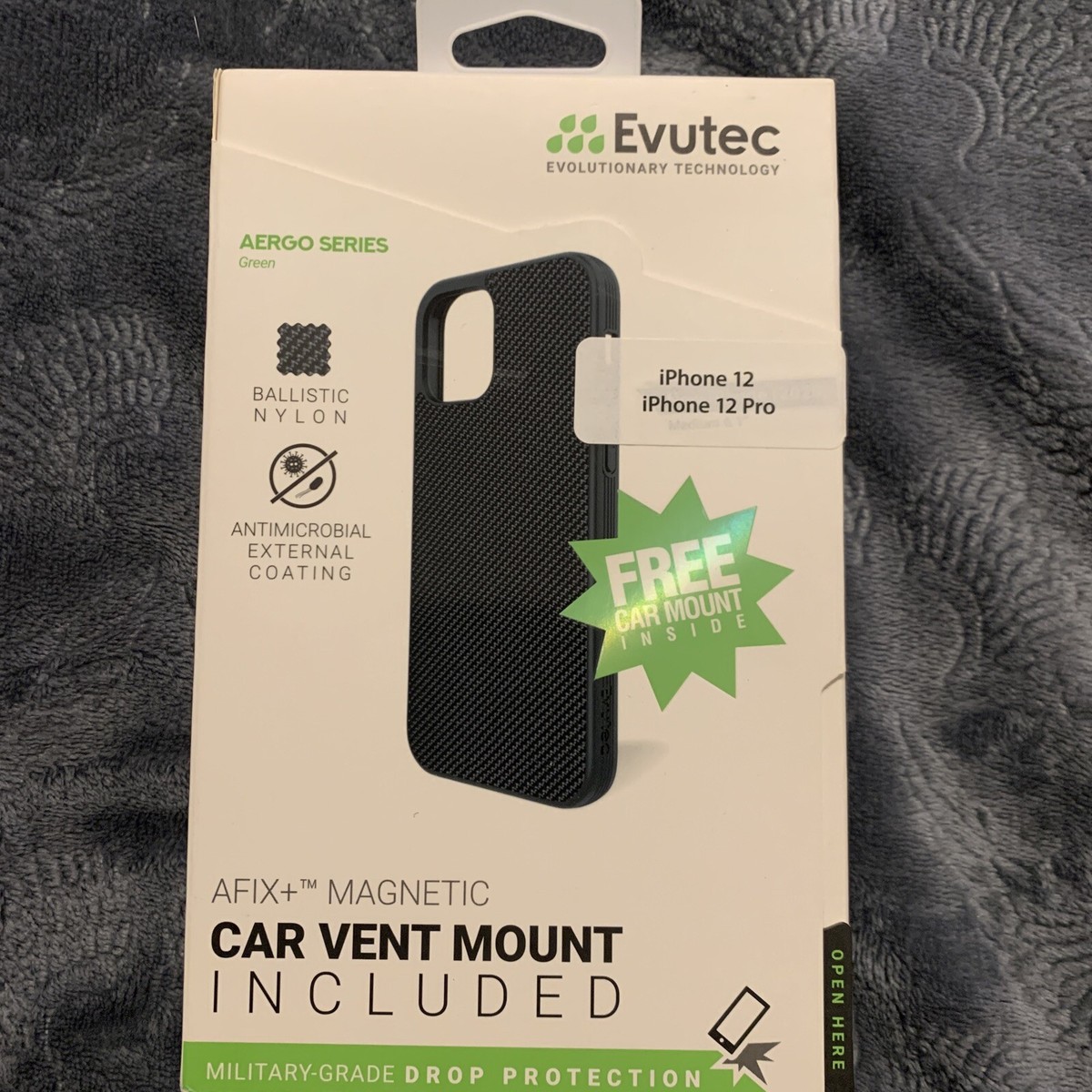 Evutec for iPhone 12 Pro Aergo Series Ballistic Nylon Case Cover Black