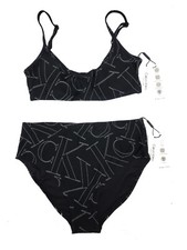  116 Calvin Klein Swimwear Women UPF50 Stretch Bikini Top  Bottom Set Black L