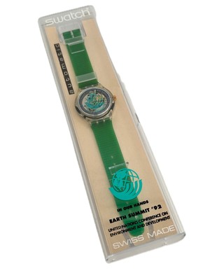 Swatch Automatic Earth 38,5mm Silicone Band 1992 Vintage Wristwatch (S-056)