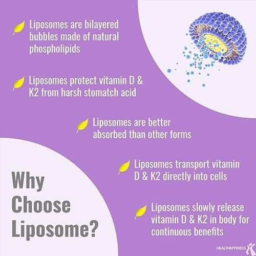 Liposomal Vitamin D3 K2 MK7 150 Softgels | VIT D3 5000 IU + K2 100 Mcg with Orga - Picture 4 of 7