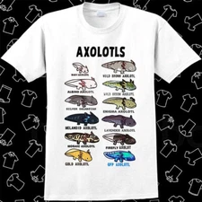 Axolotl Types Names List T Shirt Meme Gift Funny Vintage Style Unisex Gamer 755