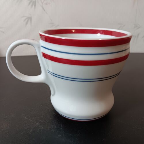 2007 Starbucks Red/Blue Ringed 12 Oz. Coffee Mug