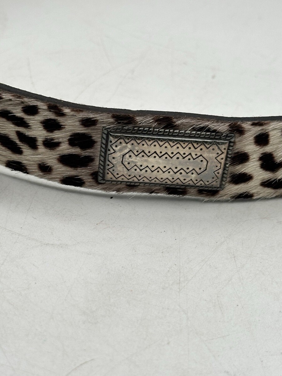 Leopard Print Faux Fur Belt With Rectangular Metal  display picture 2