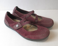 EARTH SPIRIT Burgundy Merlot Suede Leather Comfort Mary Janes Shoes Size 8.5