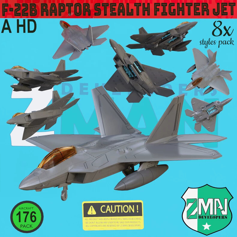 3D Printed 1/144 U.S. F22B Two-seat Raptor Fighter Jet Unpainted Model ...