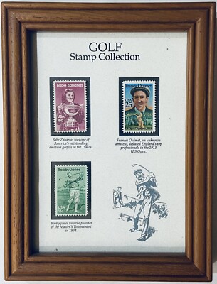 GOLF GENUINE U.S. POSTAGE STAMP COLLECTION DESK FRAME-6.25 X8.25 