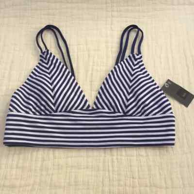 Mossimo Women's Triangle Bikini Top Blue White Stripe Size XS