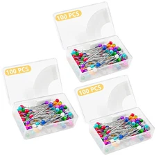 300PCS Sewing Pins for Fabric, Straight Pins with Glass Ball Heads, Multicolor