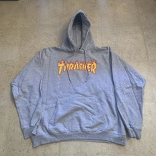 Vintage Thrasher Magazine Skateboard Hoodie Adult Large Gray Pullover Sweatshirt