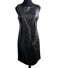Shelby & Palmer NWT Black Faux Leather Sheath Dress Croc Texture Size 4