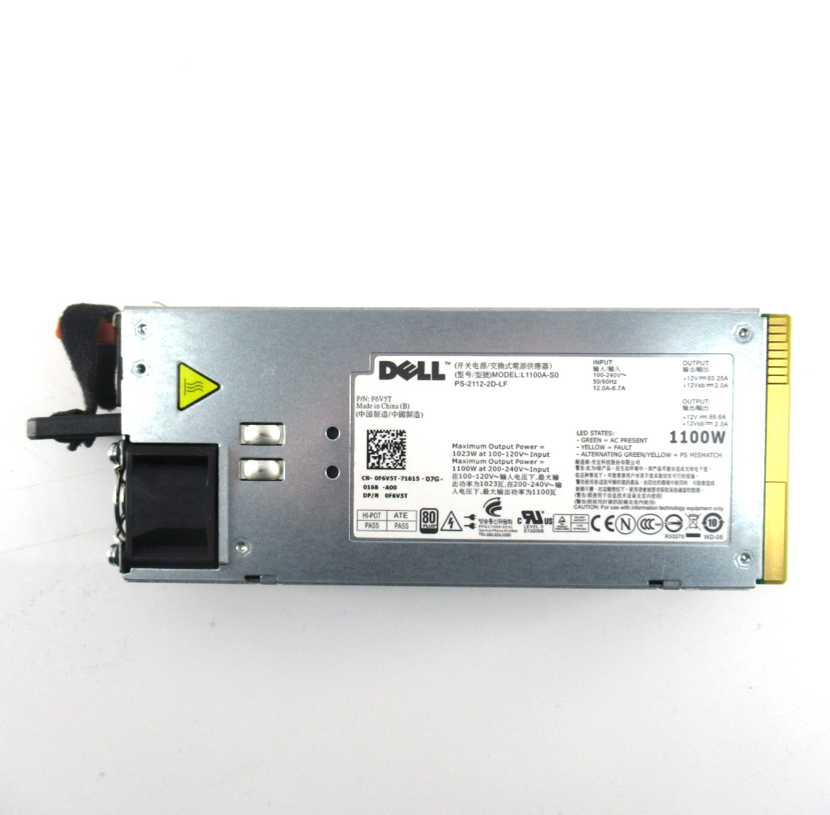 Dell 1100W Power Supply for Poweredge R510/R810/R910/T710 - F6V5T