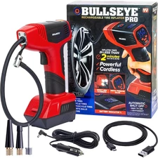 Bullseye Pro 150PSI Portable Tire Inflator, Electric Air Compressor Car Bike LED