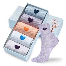Women's Cotton Crew Socks - Ankle High Fun Cute 9-11 5 Pairs Mix Multicolor