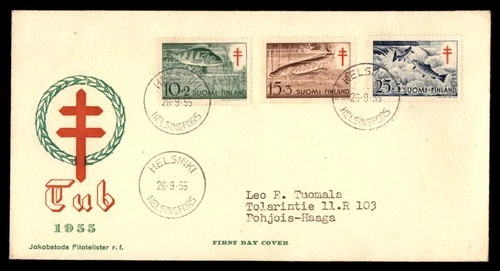 Mayfairstamps Finland FDC 1955 Fish TB Symbol Combo First Day Cover aaw_54253