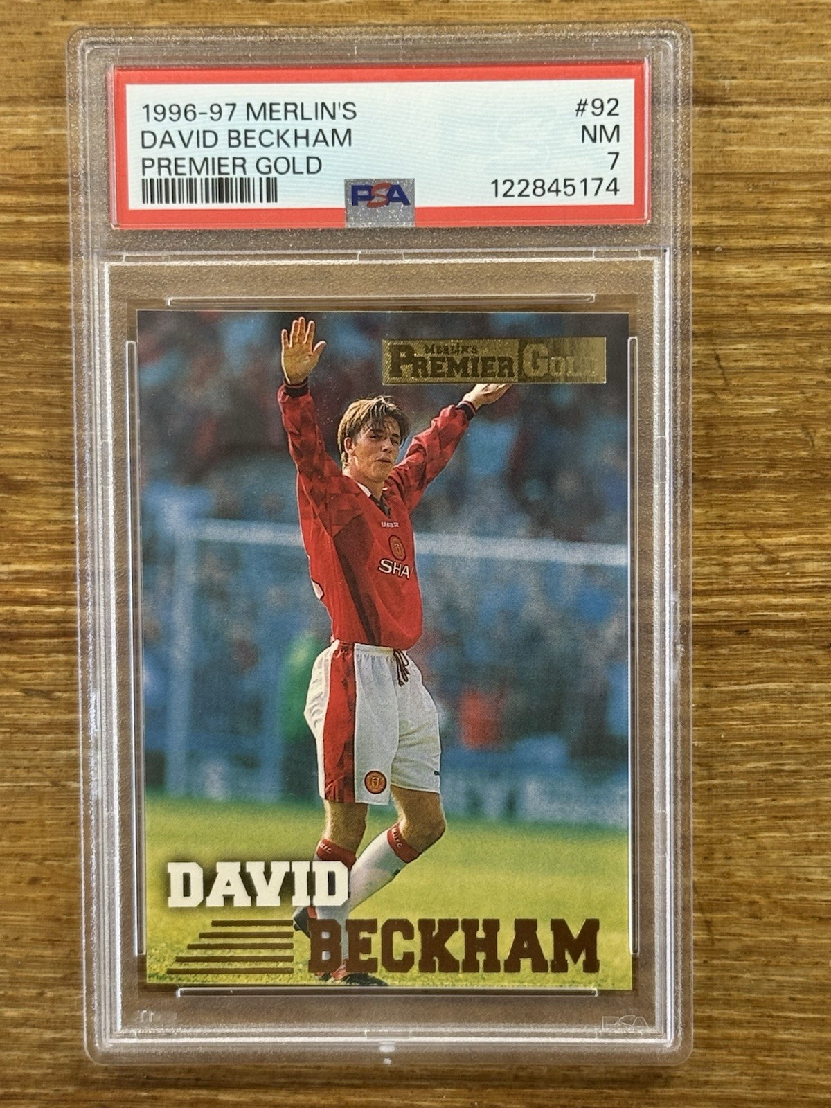 1996-97 Merlins Premier Gold David Beckham PSA 7 Rookie