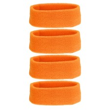 4 Pcs Sweatband Headbands Terry Cloth for Women Men Sports Orange
