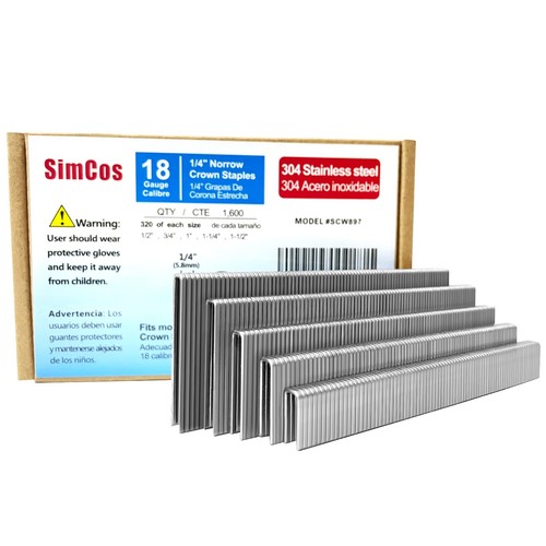 18 GA Stainless Steel Narrow Crown Staples Assortment 1600ct for Staplers - Picture 2 of 6