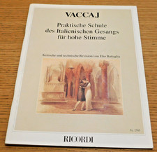 RICORDI CD nicola VACCAJ Praktische Schule Italienischen Gesangs ELIO BATTAGLIA