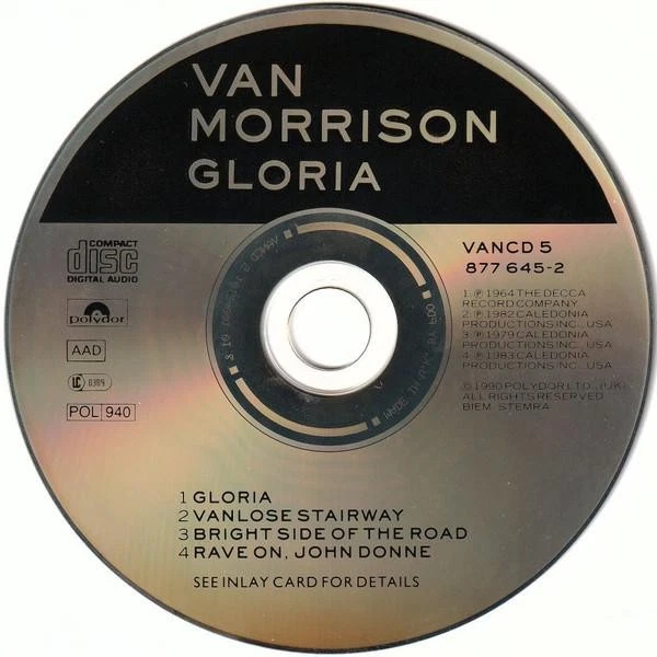 Van Morrison Gloria CD UK Polydor 1990 CD. name written in fink ink on front - Bild 2 von 2
