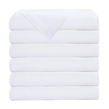 Bulk King Flat Sheets Only, White 6 Pack Quick Sort Top Bed Sheet, Color-Code...