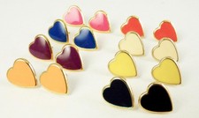 PINK/YELLOW/BLACK/PURPLE/ORANG/BLUE/WHITE/RED Enamel Heart Stud Earrings-Choice