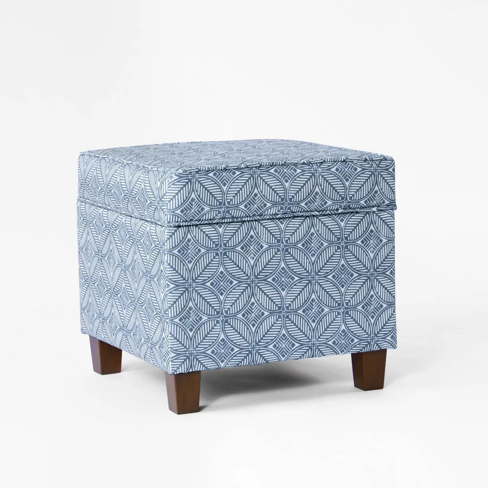 Cole Classics Square Storage Ottoman with Lift Off Top Indigo - HomePop
