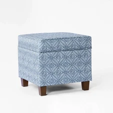 Cole Classics Square Storage Ottoman with Lift Off Top Indigo - HomePop