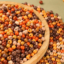 500Pcs Colored Wooden Beads Round Brown Wood Bead Colorful Farmhouse Natural ...
