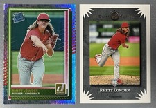 2- 2025 Donruss Rhett Lowder Liberty Foil Rated Rookie #74, Elite Series Reds RC